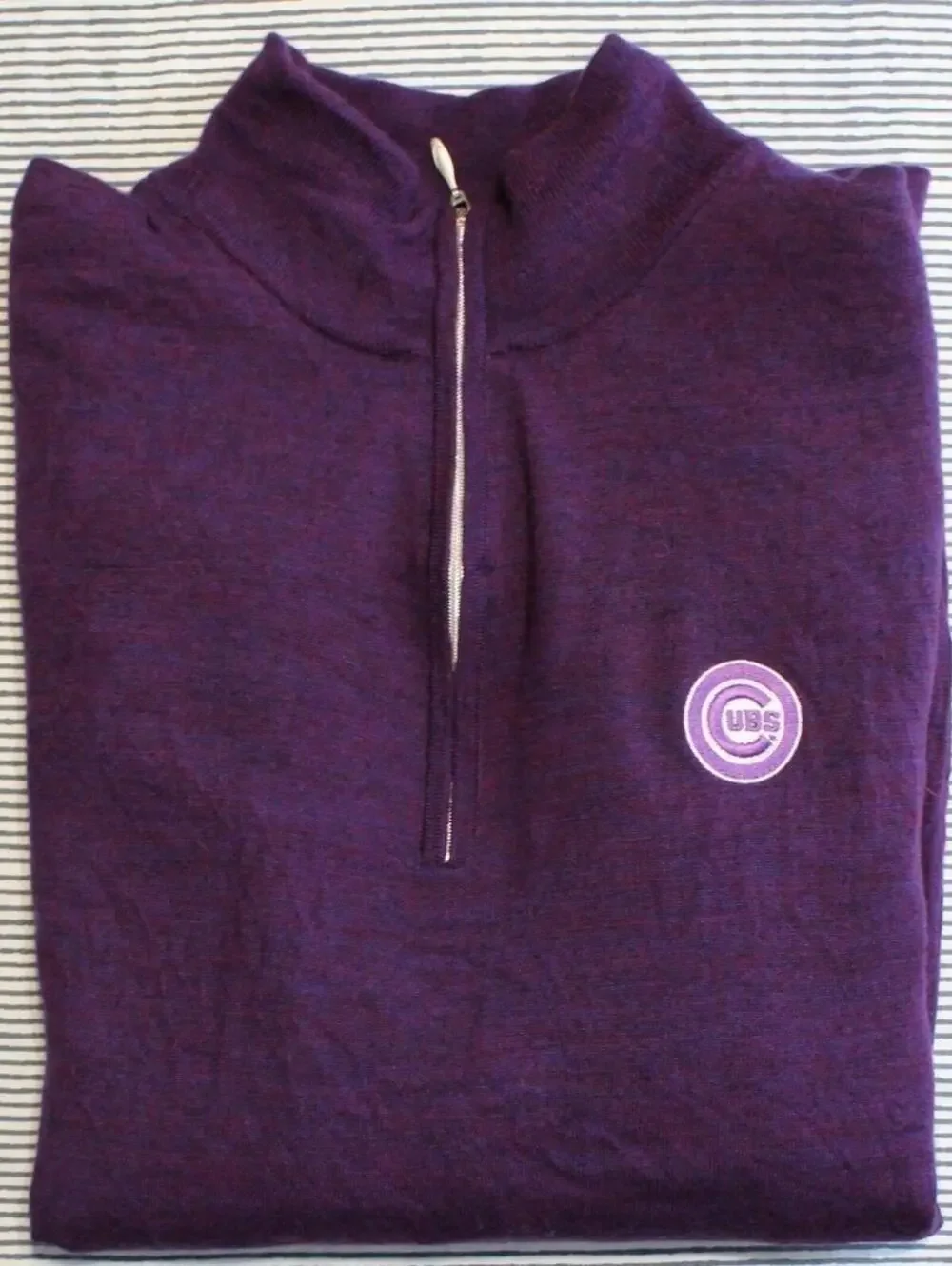Full Turn Medium $198 Chicago Cubs Purple Loro Piana Merino Wool Quarter Zip